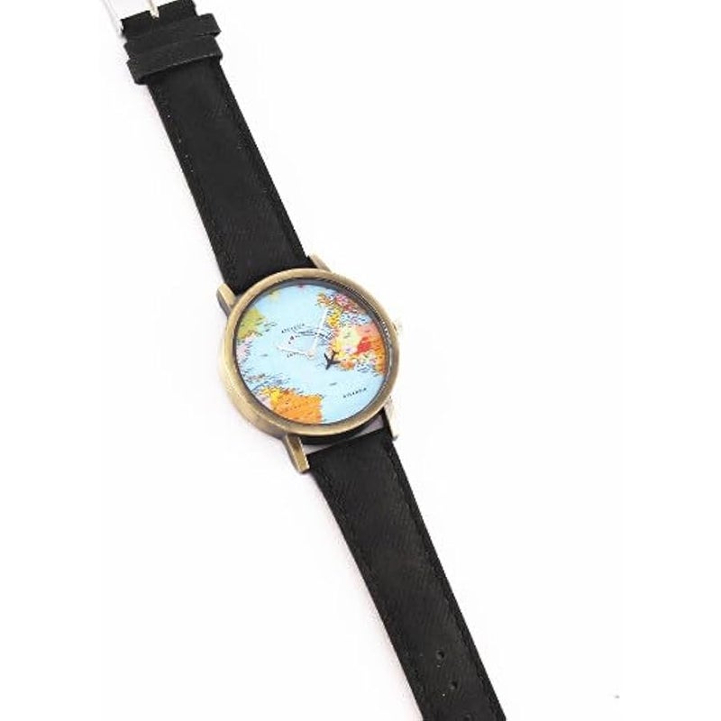 Travel The World Watch Cool Unique Airplane Moving Flying World Map Watch with Black Jeans Color Watch Band Gril's Watch Small Wrist - Image 4